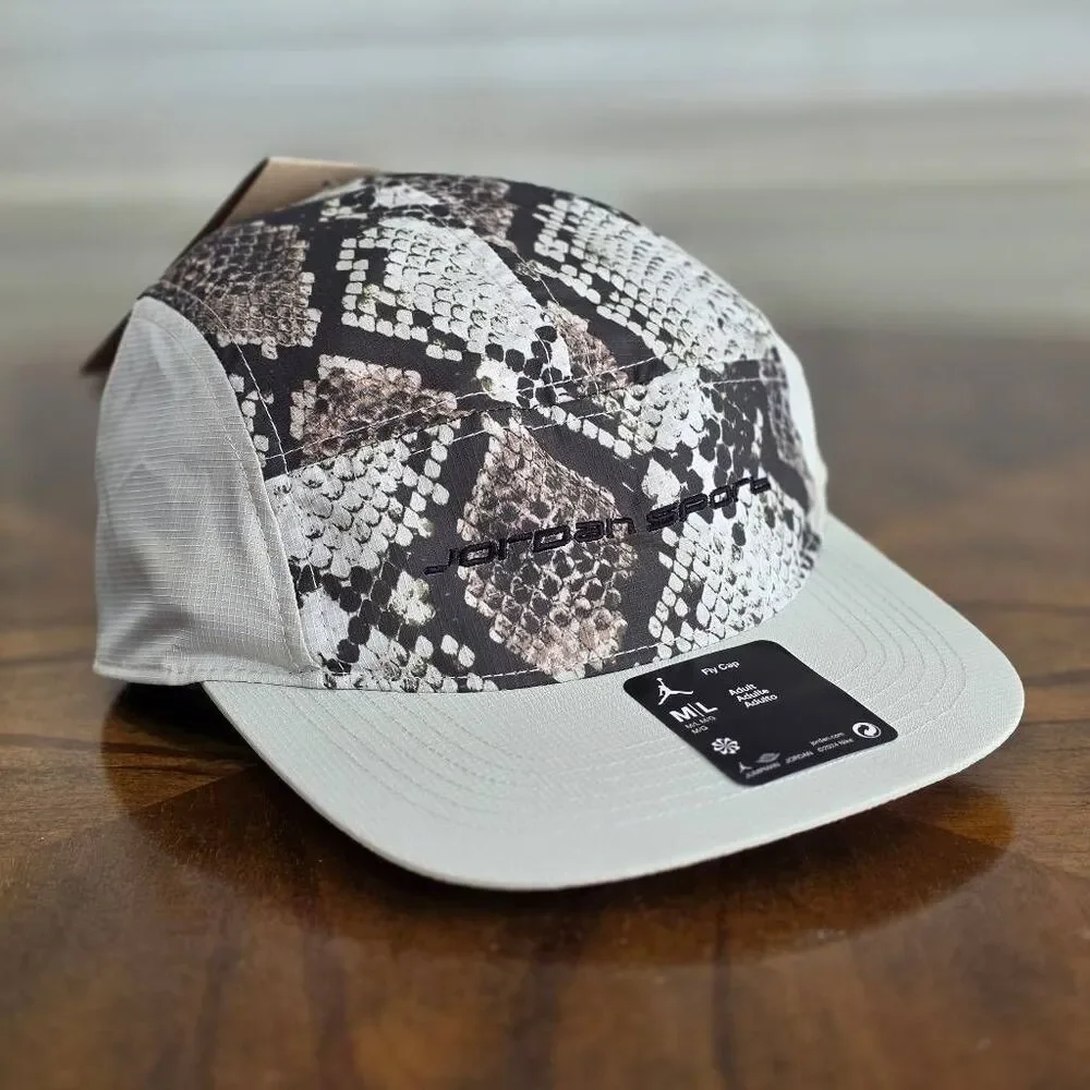 Jordan Sport Fly Cap Dri-FIT Snakeskin Print 5-Panel Hat Grey M/L FV5291-010 New
